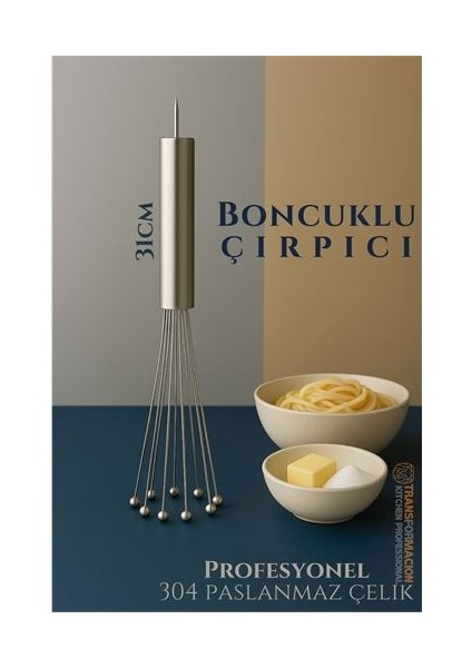 Çelik Misketli Yaylı Çırpıcı 304 Paslanmaz Çelik Makarna Çırpıcı Çırpma Teli