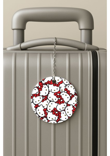 Pleksi Zincirli Bavul Etiketi Seyahat Tatil Için Tasarım Valiz Etiketi Kittyyyy
