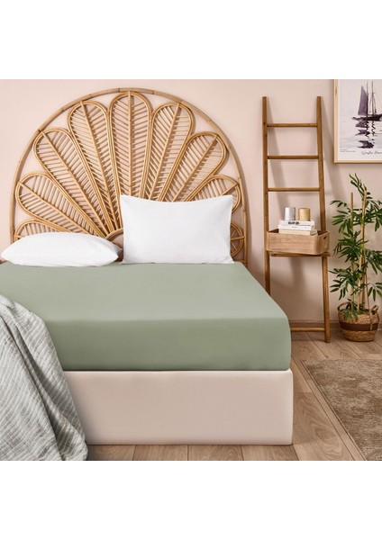Soft Çift Kişilik Lastikli Çarşaf - Yeşil - 160X200 cm