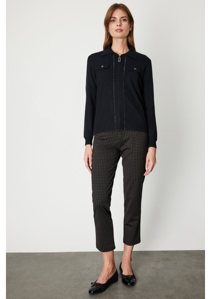 Kadın Taş Şeritli Triko Hırka 65922 Siyah modelleri