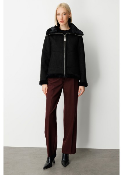 Kadın Içi Peluşlu Güderi Mont 8005 Siyah modelleri