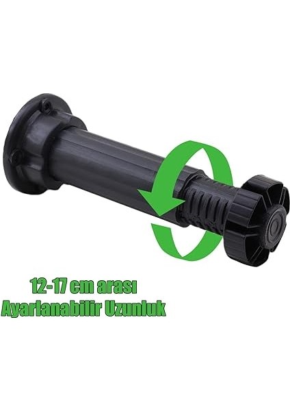 Mobilya Dolap Tv Ünitesi Tezgah Ayağı Ayarlanabilir 12 cm Siyah Denge Destek Ayak 10 Adet indirimleri