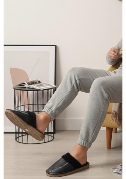 Bets Pofuduk Suni Deri Içi Kürklü Erkek Ev Terliği Ses Yapmaz Taban Misafir Terliği modelleri