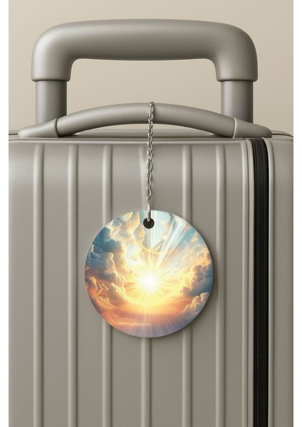 Pleksi Zincirli Bavul Etiketi Seyahat Tatil Için Tasarım Valiz Etiketi Güneşin Doğuşu