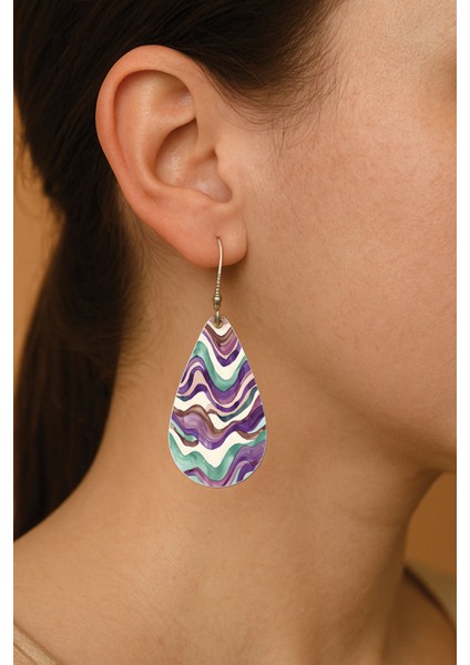 Kadın Küpe Bijuteri Özel Tasarım Desenli Ikili Kancalı Damla Küpe Rossana