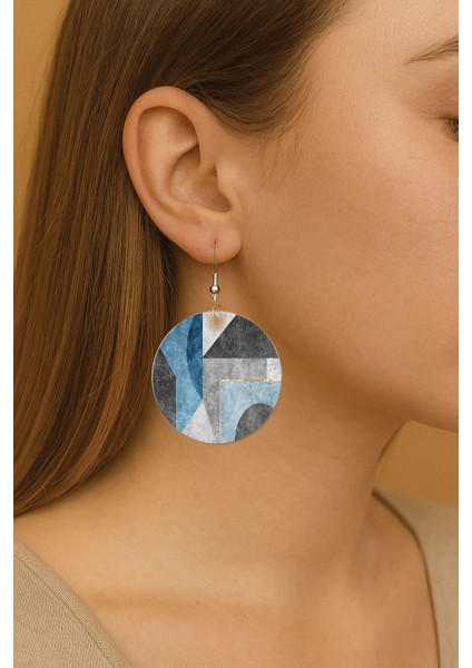 Kadın Küpe Bijuteri Desenli Kancalı Yuvarlak Dokulu Küpe Residence