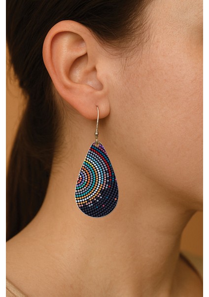 Kadın Küpe Bijuteri Özel Tasarım Desenli Ikili Kancalı Damla Küpe Savanna