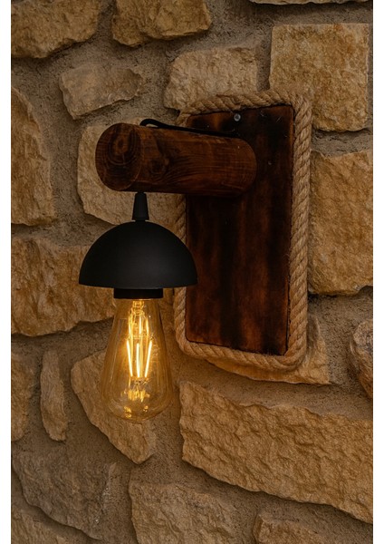 Rustik Ahşap Duvar Apliği Halat Detaylı Kafe Ofis Balkon Tasarımı fırsatları