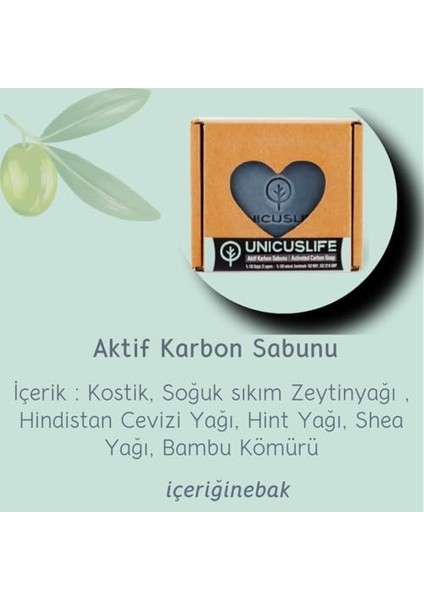 Unicuslife% 100 Saf Aktif Karbon Sabunu Katkısız El Yapımı (Içeriğinebak) 100 gr fiyatları