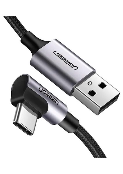 Usb-C To Usb-A 3A Qc 90 Derece Hızlı Şarj Kablosu, 2 Metre, Uzay Girişi, 50942