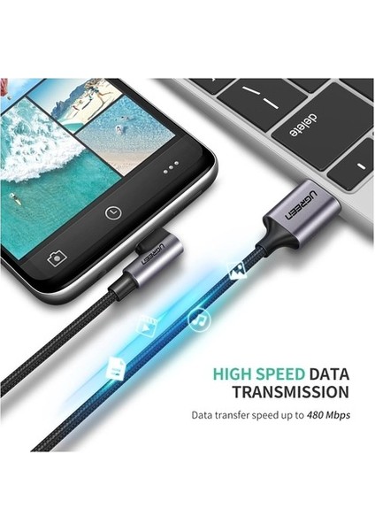 Usb-C To Usb-A 3A Qc 90 Derece Hızlı Şarj Kablosu, 2 Metre, Uzay Girişi, 50942 fırsatları