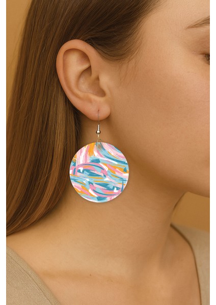 Kadın Küpe Bijuteri Desenli Kancalı Yuvarlak Dokulu Küpe Marcus