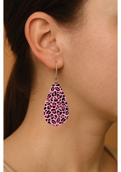 Kadın Küpe Bijuteri Özel Tasarım Desenli Ikili Kancalı Damla Küpe Süslü Kaplan