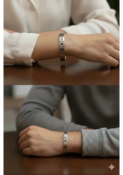 Kişiye Özel Isimli Italyan Charm Unisex Bileklik Paslanmaz Çelik, Her Bileğe Uygun Sevgili Kombini