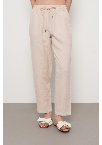 Kadın %100 Keten Rahat Kalıp Düz Renk Pantolon fiyatları