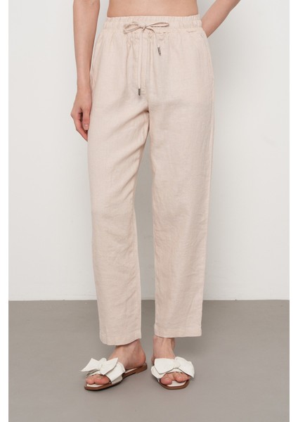 Kadın %100 Keten Rahat Kalıp Düz Renk Pantolon modelleri
