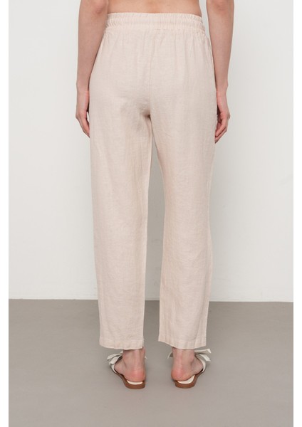 Kadın %100 Keten Rahat Kalıp Düz Renk Pantolon indirimleri