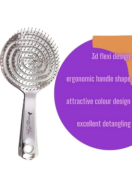 Pro 3D Flexi Kontrol Açma Tarama Saç Fırçası Gümüş - 35 fırsatları