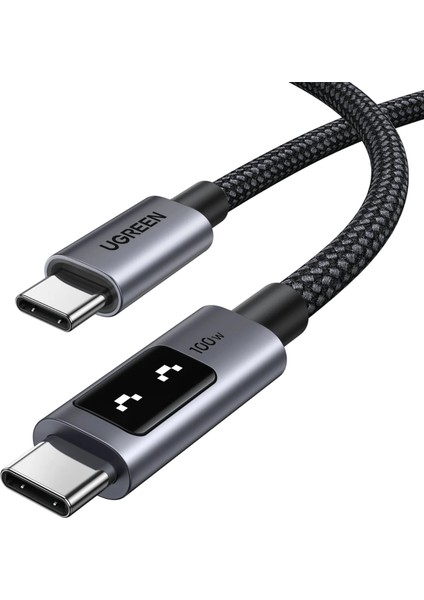 Uno Usb-C 100W 5A Qc Pd Örgülü Hızlı Şarj Kablosu, 1 Metre, Siyah, 35501