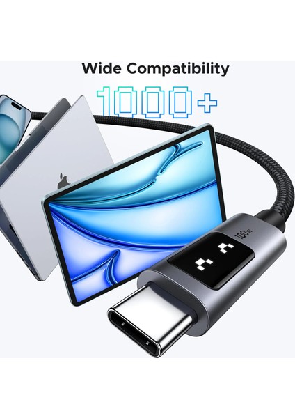 Uno Usb-C 100W 5A Qc Pd Örgülü Hızlı Şarj Kablosu, 1 Metre, Siyah, 35501 fırsatları