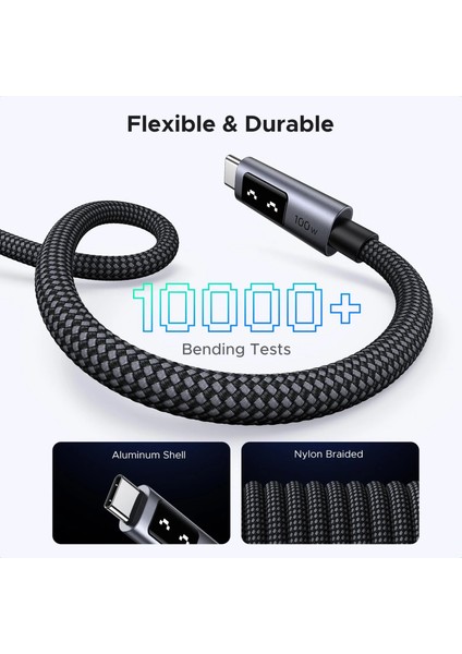 Uno Usb-C 100W 5A Qc Pd Örgülü Hızlı Şarj Kablosu, 1 Metre, Siyah, 35501 indirimleri