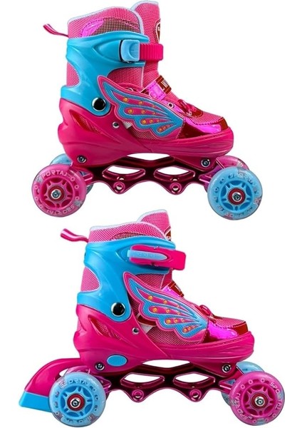 Kanatlı Işıklı Inline Paten Kız Çocuk Pateni Silikon Teker indirimleri
