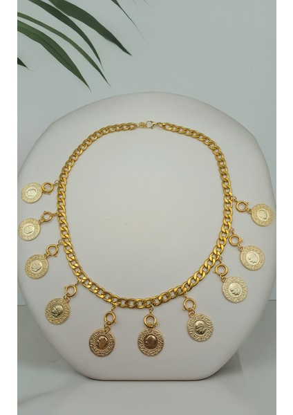 10 Çeyrekli Kolye, Çeyrek Altın Zincirli Kolye, Kilitli Çeyrek Takılabilir Kolye, Balık Sırtı Kolye ,xtaki ,5i Biryerde