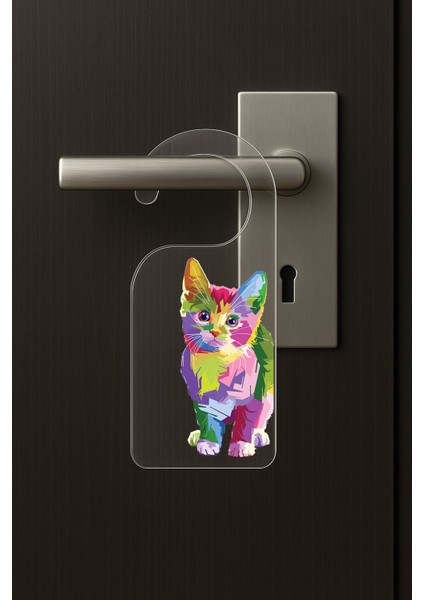 Baskılı Otel Oda Ev Daire Yatak Çocuk Odası Için Desenli Kapı Kolu Askısı Cat