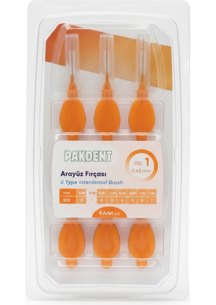 Arayüz Fırçası Diş Arası Temizleme Fırçası U Tipi Diş Arası Temizlik Turuncu 0,45 mm modelleri