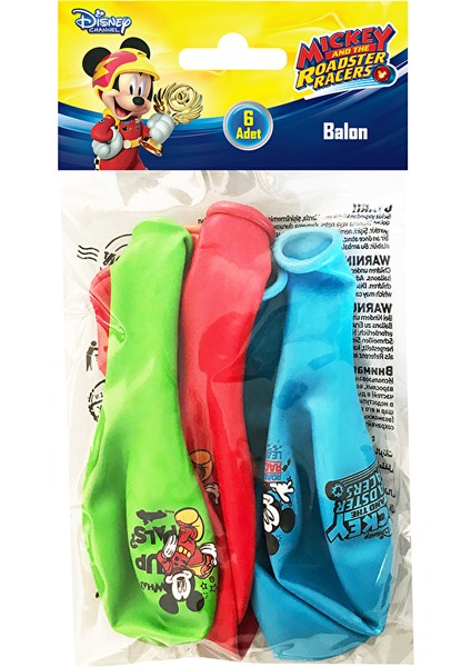 3 Adet Mıckey Poşet Içi 6'lı Balon (4 Renk Baskılı)
