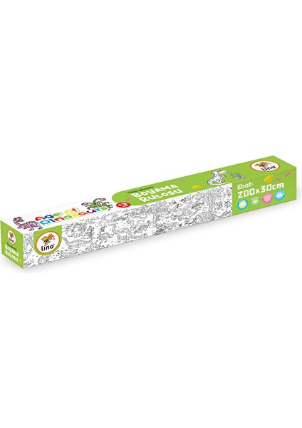 2 Adet Lino Yapışkanlı Boyama Rulosu Anımal Dinozor 200X30 cm