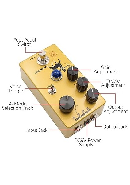 Overdrive/preamp/booster Gitar Efekt Pedalı 4 Kırpma Modu Anahtar ve Çıkış/tiz/kazanç Kontrolleri Elektro Gitar Iç Kompakt Taşınabil Dijital Gitar Efekt Işlemcisi - Marksman fırsatları