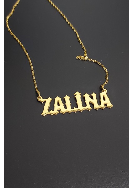 925 Ayar Gümüş 24 Ayar Altın Kaplama Isimli Kolye