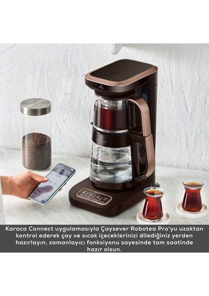 Çaysever Apple-Android Kablosuz Wi-Fi Kontrol Konuşan Cam Çay Makinesi Kahverengi-Uzaktan Çay ve Filitre Kahve Demle fiyatları