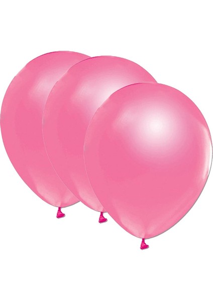 Metalik Pembe Balon 12 Inch 15 Adet