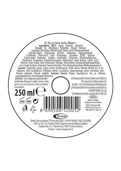 Arko Nem Hızlı Emilen Yoğun Bakım Kremi Ekstra Nemlendirici, 250 Mililitre fiyatları