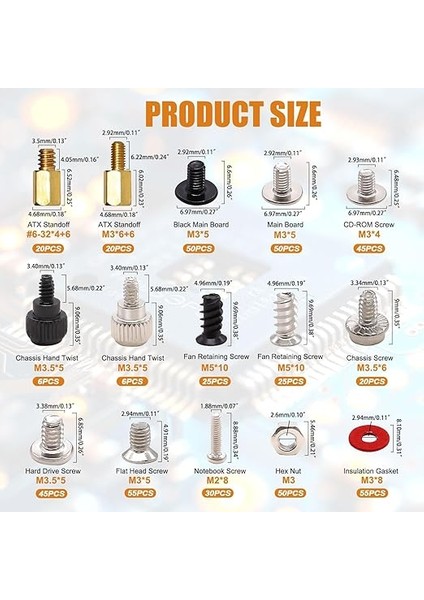 Bilgisayar Için 502 Parçalı Vida Seti: Anakart, Dizüstü Bilgisayar, Kasa, Fan, Sabit Disk ve Ssd; Atx Muhafazası Için Yedek Parçalar fiyatları