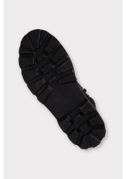 Bileği Lastikli Süet Kalın Taban Kadın Bot SİYAH