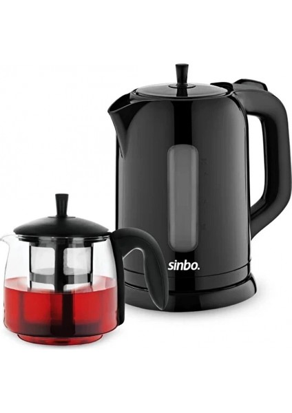 Elektrikli Cam Demlikli Plastik Çaycı Seti 1600W 1.7lt - 0.7lt STM-5840 (K95)