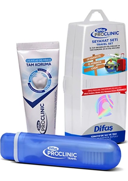 2 Adet Difaş Proclinic Diş Fırçası + Dış Macunu 25 ml Seyahat Seti fiyatları