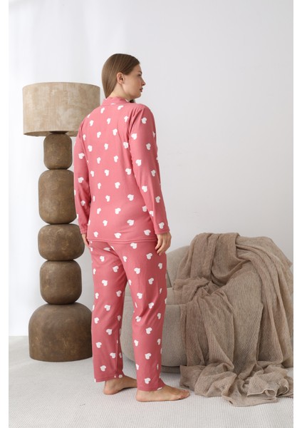 Boydan Düğmeli Süet Kumaş Büyük Beden Kadın Pijama Takımı 2170 fırsatları