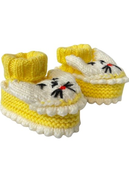 1379 El Örgüsü Tavşan Desenli Sarı Bebek Patik / 12 - 24 Ay modelleri