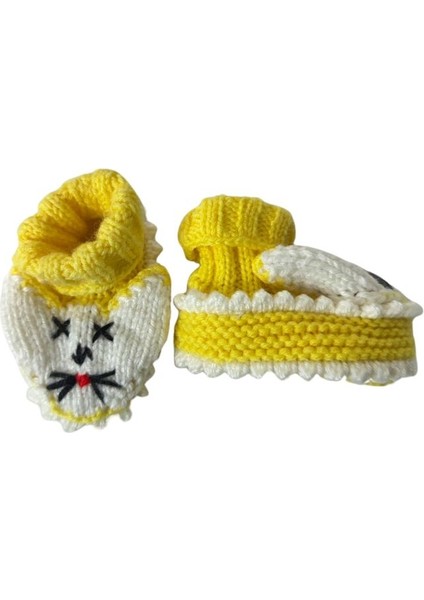 1379 El Örgüsü Tavşan Desenli Sarı Bebek Patik / 12 - 24 Ay indirimleri