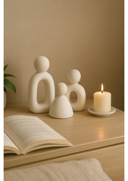 3’lü Set Soyut Aile Figürü – Modern Dekoratif Heykel fiyatları