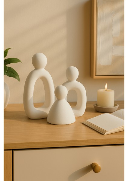 3’lü Set Soyut Aile Figürü – Modern Dekoratif Heykel indirimleri
