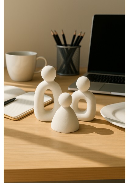 3’lü Set Soyut Aile Figürü – Modern Dekoratif Heykel