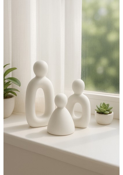 3’lü Set Soyut Aile Figürü – Modern Dekoratif Heykel