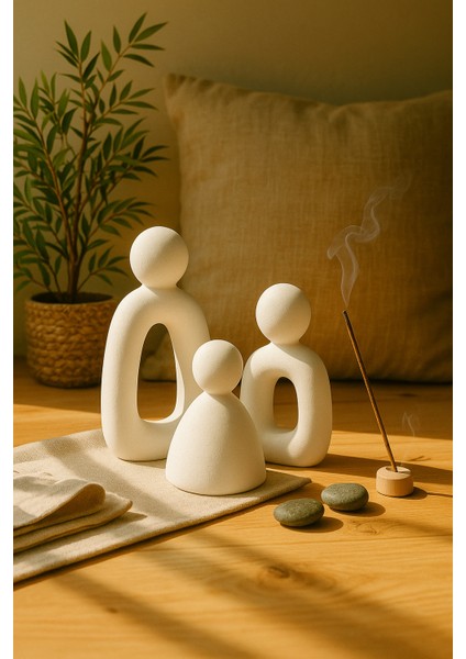 3’lü Set Soyut Aile Figürü – Modern Dekoratif Heykel