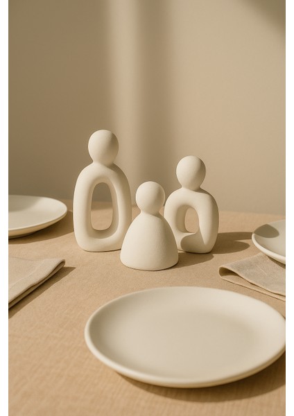 3’lü Set Soyut Aile Figürü – Modern Dekoratif Heykel