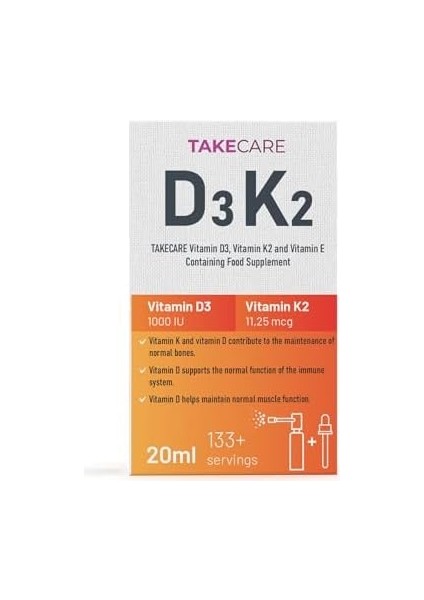 Takecare Vitamin D3, Vitamin K2 ve Vitamin E Içeren Takviye Edici Gıda 20ML Sprey ve Damlalıklı fiyatları